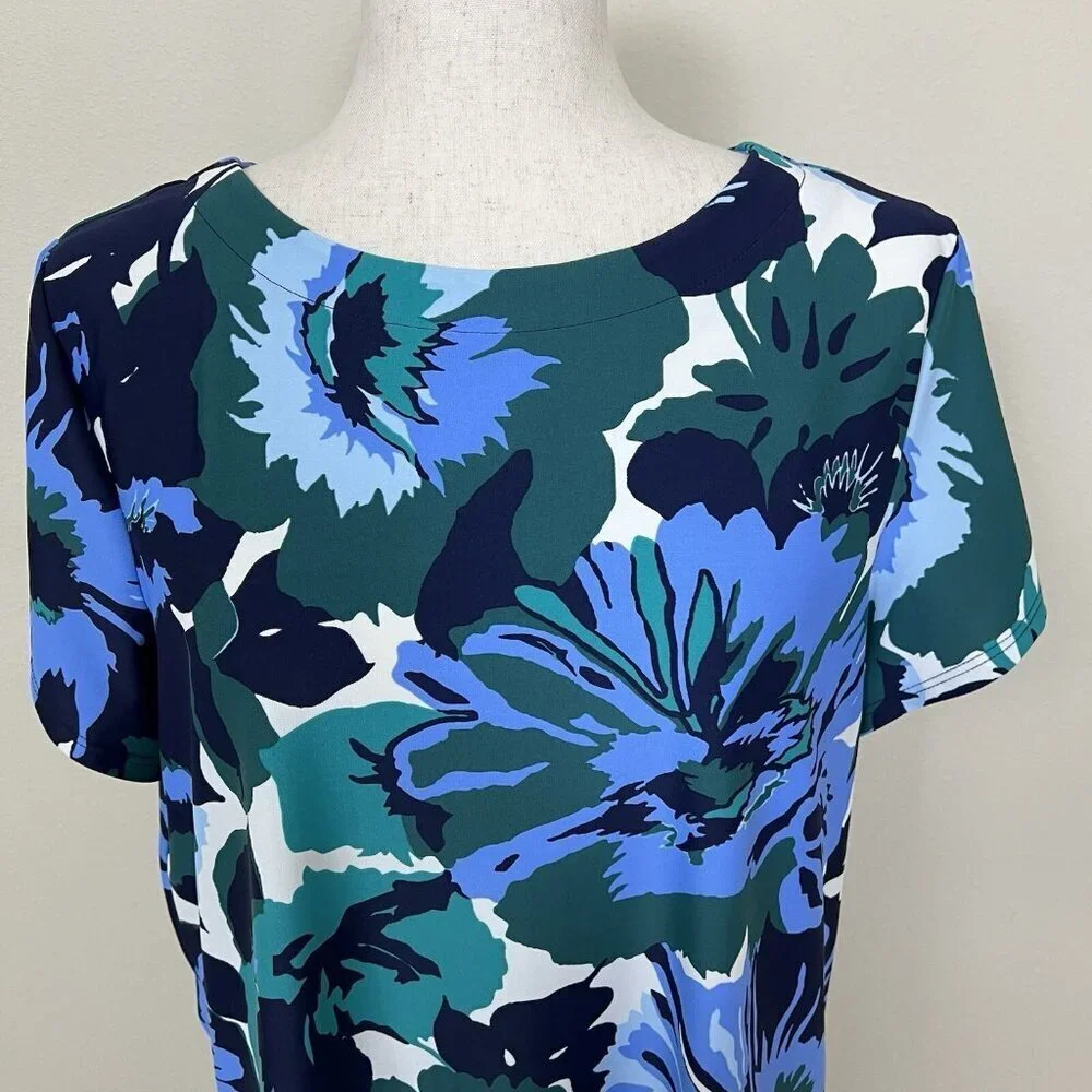 Jude Connally Ella Dress Size Large Jude Cloth Floral Nylon Stretch Short Sleeve - Picture 4 of 15